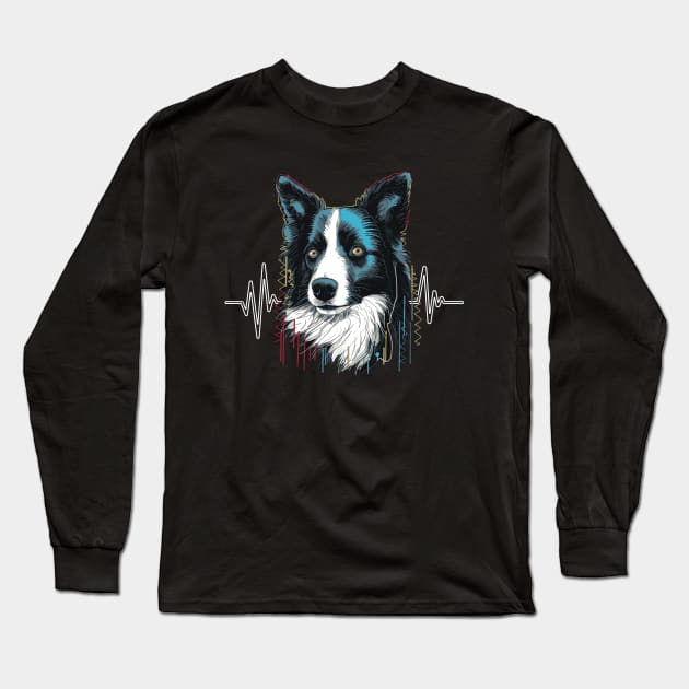 Heartbeat Border Collie Long Sleeve T-Shirt by vectrus